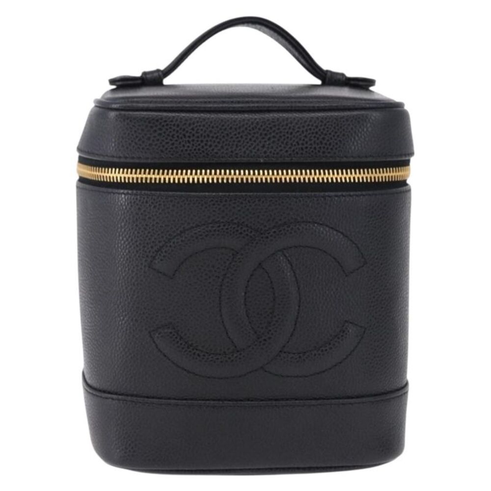 Chanel Vintage Timeless Vanity Case Caviar Black Calfskin Handbag